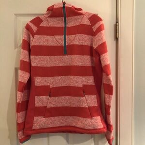 Striped Thermal Layering Fleece Active Top Hoodie